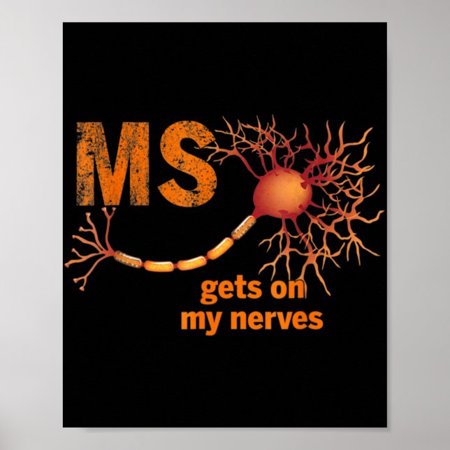 MS Get On My Nerves Multiple Sclerosis Awareness M Poster (Front)