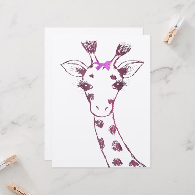 Ms. Giraffe Cute Sarcastic Design  Card (Front/Back In Situ)