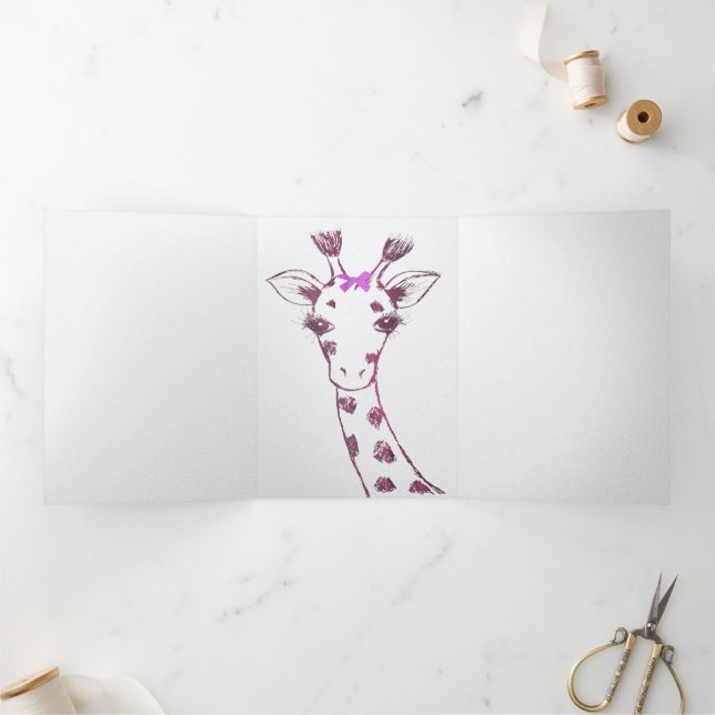 Ms. Giraffe Cute Sarcastic Design  Tri-Fold Announcement (Inside)