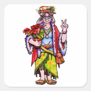 Ms Hippie Santa Square Sticker