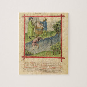 Ms Lat 9333 f.82 Fishing for Eels, from 'Tacuinum Jigsaw Puzzle