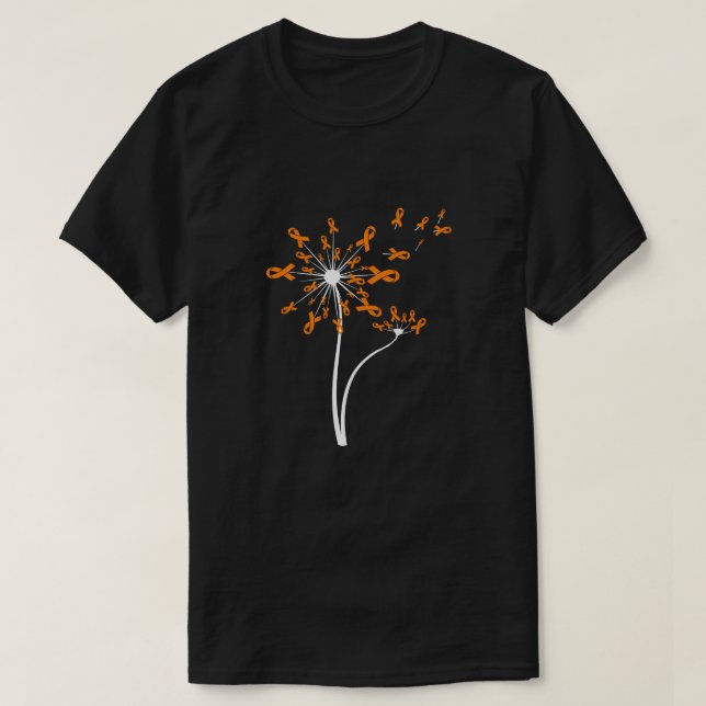MS Leukaemia Kidney Awareness Dandelion Orange Rib T-Shirt (Design Front)
