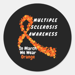 Ms Multiple Sclerosis Awareness March We Wear Oran Classic Round Sticker