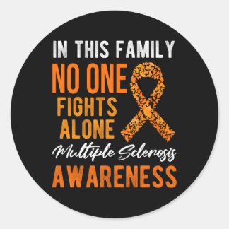 Ms Multiple Sclerosis Awareness Orange Ribbon Classic Round Sticker