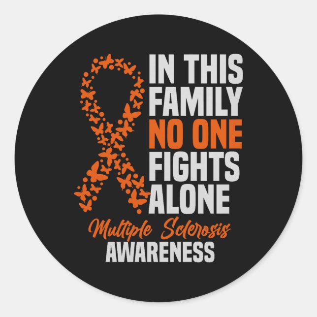 Ms Multiple Sclerosis Awareness Orange Ribbon Gift Classic Round Sticker (Front)