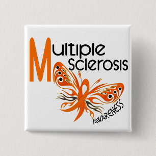 MS Multiple Sclerosis BUTTERFLY 3.1 15 Cm Square Badge