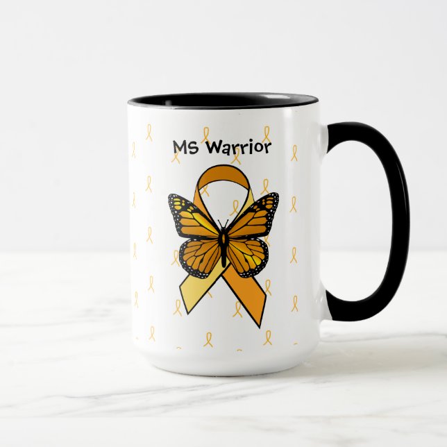 MS Multiple Sclerosis Butterfly Ribbon Coffee Mug (Right)