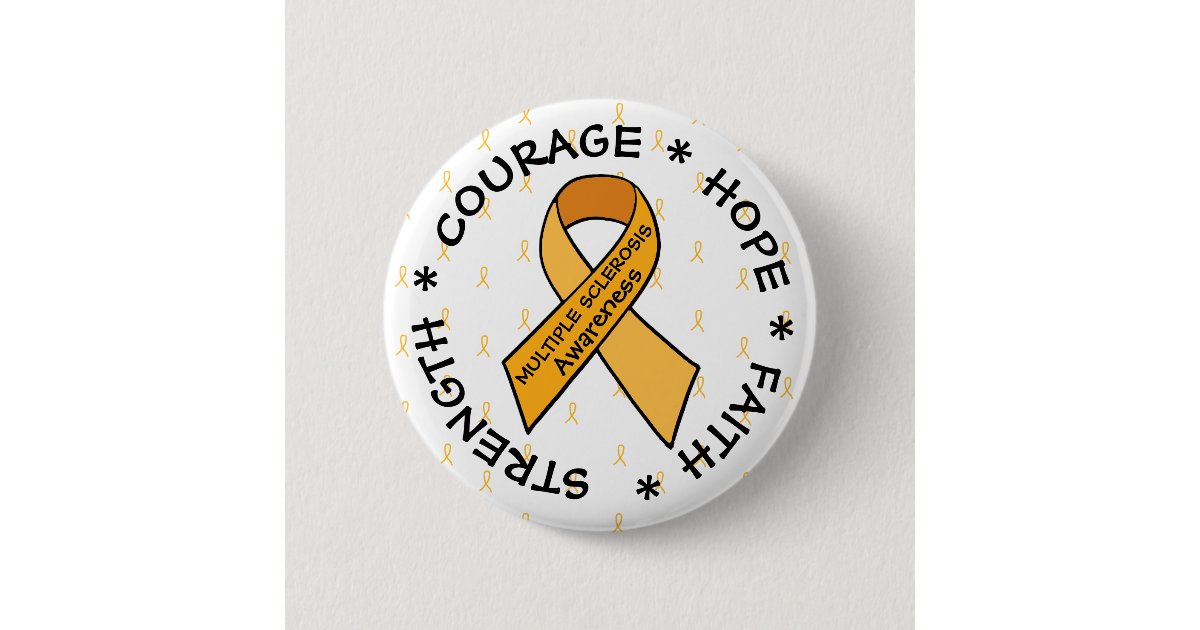 MS Multiple Sclerosis ORANGE Ribbon 6 Cm Round Badge | Zazzle