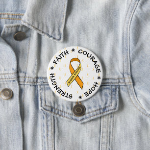 MS Multiple Sclerosis ORANGE Ribbon Button