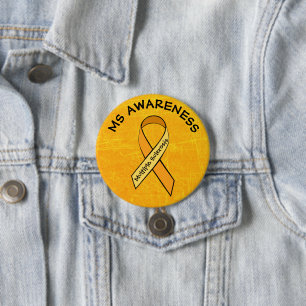 MS Multiple Sclerosis ORANGE Ribbon Button
