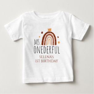 MS Onederful Terracotta Rainbow 1st Birthday  Baby T-Shirt