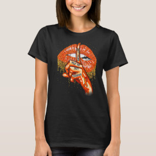 Ms Orange Lips Ribbon  Multiple Sclerosis Awarenes T-Shirt