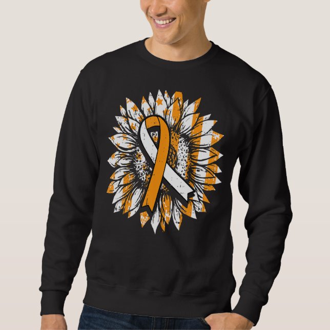Ms Orange Ribbon Multiple Sclerosis Awareness Sunf Sweatshirt (Front)