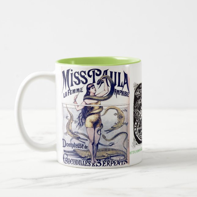 "Ms Paula Snake Lady" Two-Tone Coffee Mug (Left)