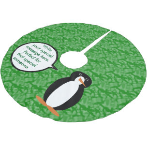 Ms. Penguin Talking in Her Birthday Suit Holiday Brushed Polyester Tree Skirt