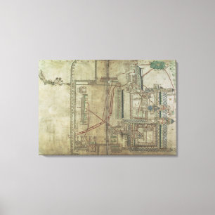 Ms R 171 f.285 Plan of Canterbury Cathedral and th Canvas Print