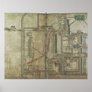 Ms R 171 f.285 Plan of Canterbury Cathedral and th Poster