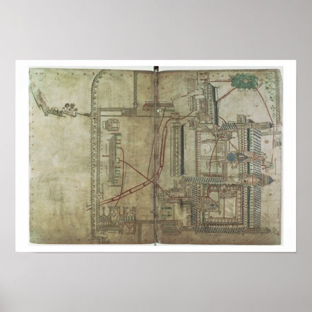 Ms R 171 f.285 Plan of Canterbury Cathedral and th Poster (Front)