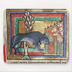 MS Roy A wolf outside a sheep fold Mouse Mat