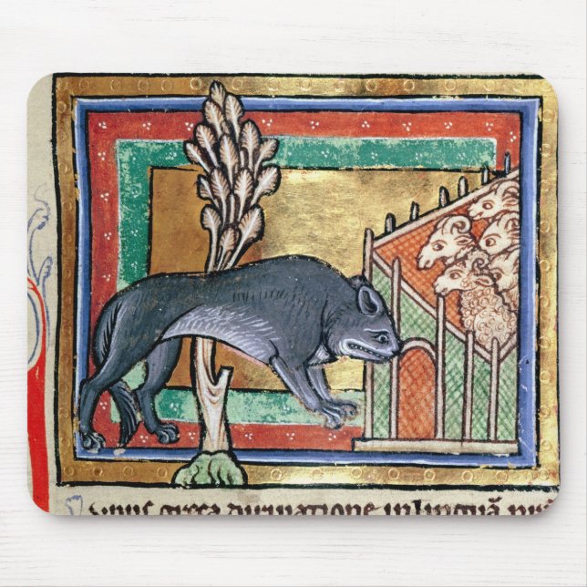 MS Roy A wolf outside a sheep fold Mouse Mat (Front)