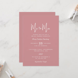 Ms. to Mrs. Bridal Shower Puce Pink Calligraphy Invitation