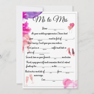 Ms to Mrs Libs white Announcement