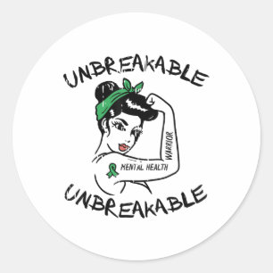 Ms Unbreakable Ribbon Mental Health Awareness Wome Classic Round Sticker
