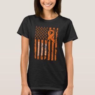 MS Warrior Multiple Sclerosis Awareness Ribbon USA T-Shirt