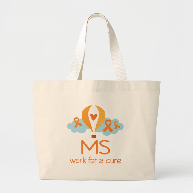 MS Work for A Cure Orange Ribbon Large Tote Bag (Front)