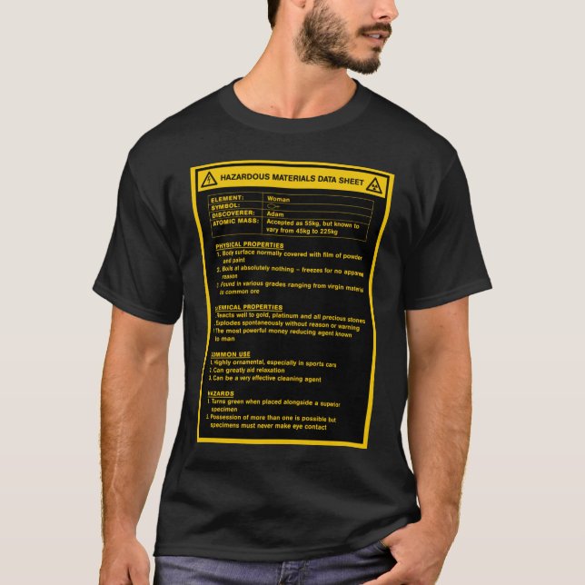 MSDS sheet for Women T-Shirt (Front)