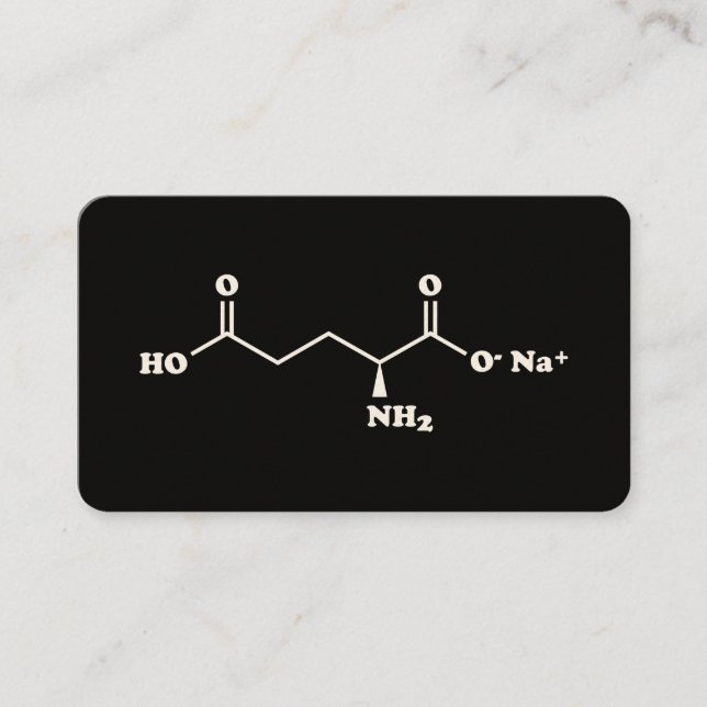 MSG Monosodium Glutamate Molecule Chemical Formula Business Card (Front)