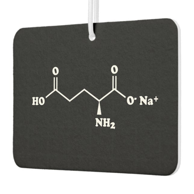 MSG Monosodium Glutamate Molecule Chemical Formula Car Air Freshener (Left)