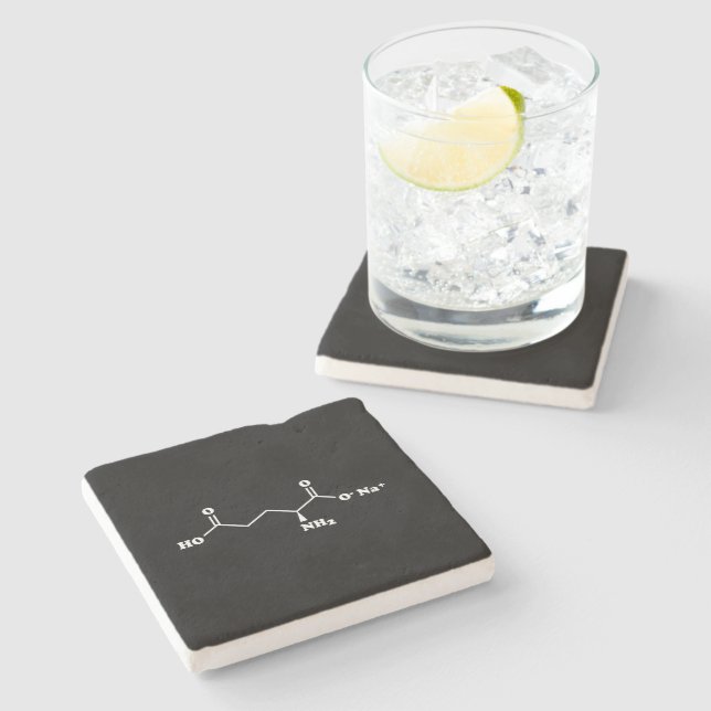 MSG Monosodium Glutamate Molecule Chemical Formula Stone Coaster (Side)