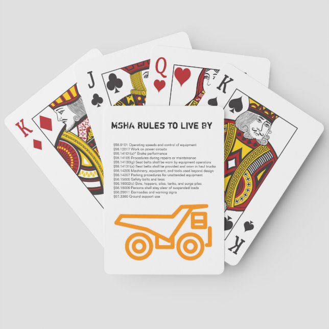 MSHA Rules to live by Playing Cards (Back)