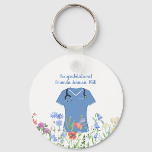 MSN Nurse Blue Scrubs Key Ring