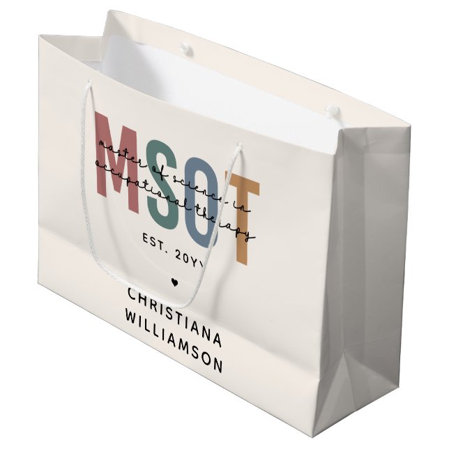 MSOT Master of Science in Occupational Therapy Large Gift Bag (Front Angled)