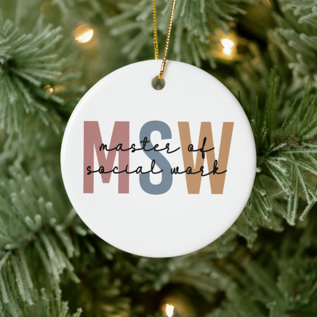 MSW Master of Social Work Retro Graduation Ceramic Tree Decoration (Tree)