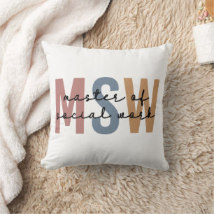 MSW Master of Social Work Retro Graduation Cushion
