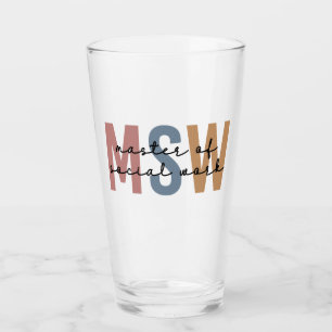 MSW Master of Social Work Retro Graduation Glass