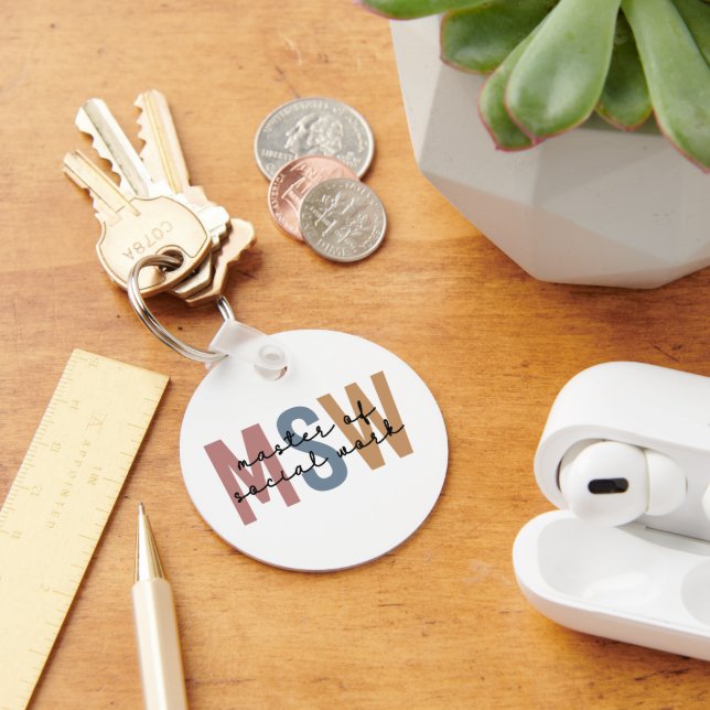 MSW Master of Social Work Retro Graduation Key Ring (Desk)