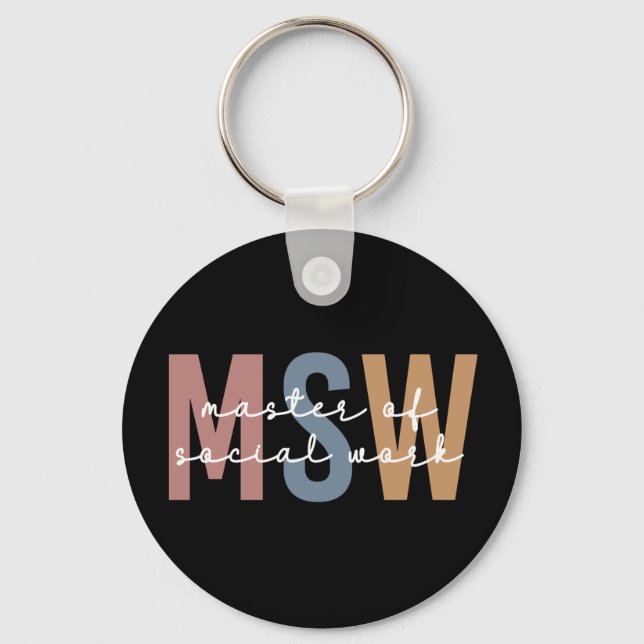 MSW Master of Social Work Retro Graduation Key Ring (Front)