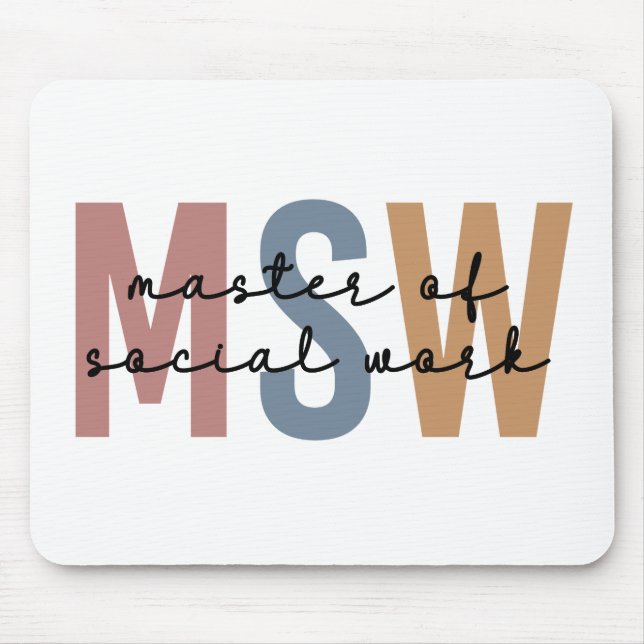 MSW Master of Social Work Retro Graduation Mouse Mat (Front)