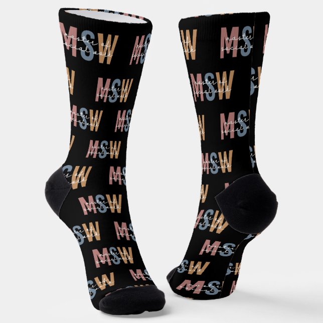 MSW Master of Social Work Retro Graduation Socks (Angled)