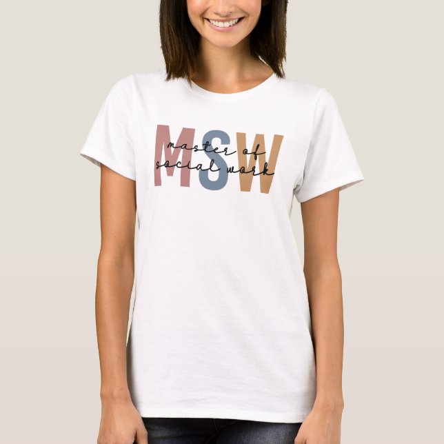 MSW Master of Social Work Retro Graduation T-Shirt (Front)
