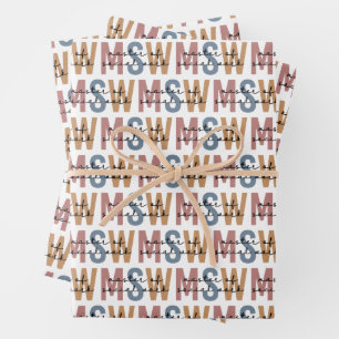 MSW Master of Social Work Retro Graduation Wrapping Paper Sheet