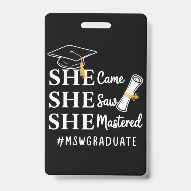 MSW Master’s Degree Master of Social Work Graduate ID Badge (Front)