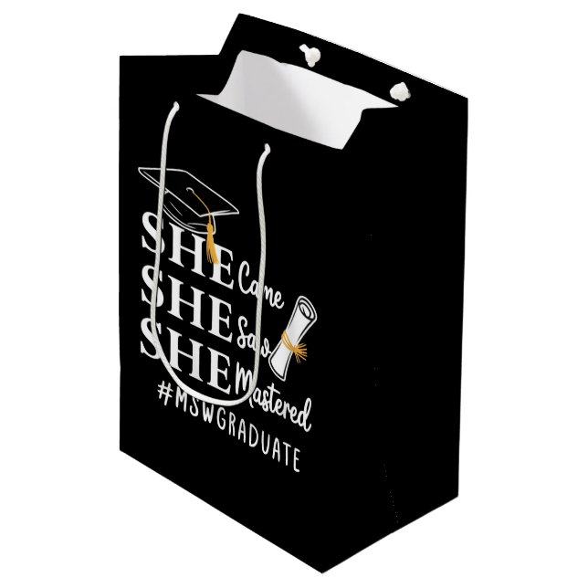 MSW Master’s Degree Master of Social Work Graduate Medium Gift Bag (Front Angled)