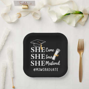 MSW Master’s Degree Master of Social Work Graduate Paper Plate