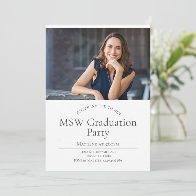 MSW Two Photo Graduation Invitation (Standing Front)