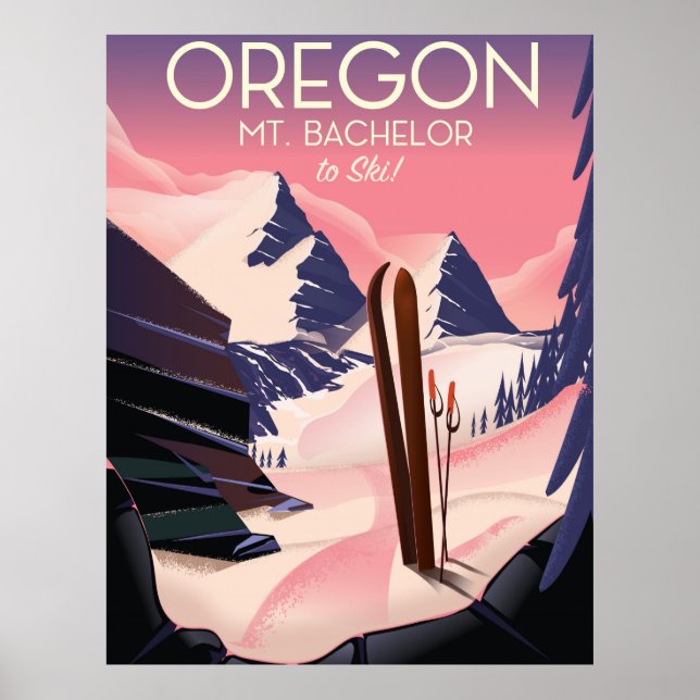 Mt.Bachelor Oregon Ski travel poster (Front)